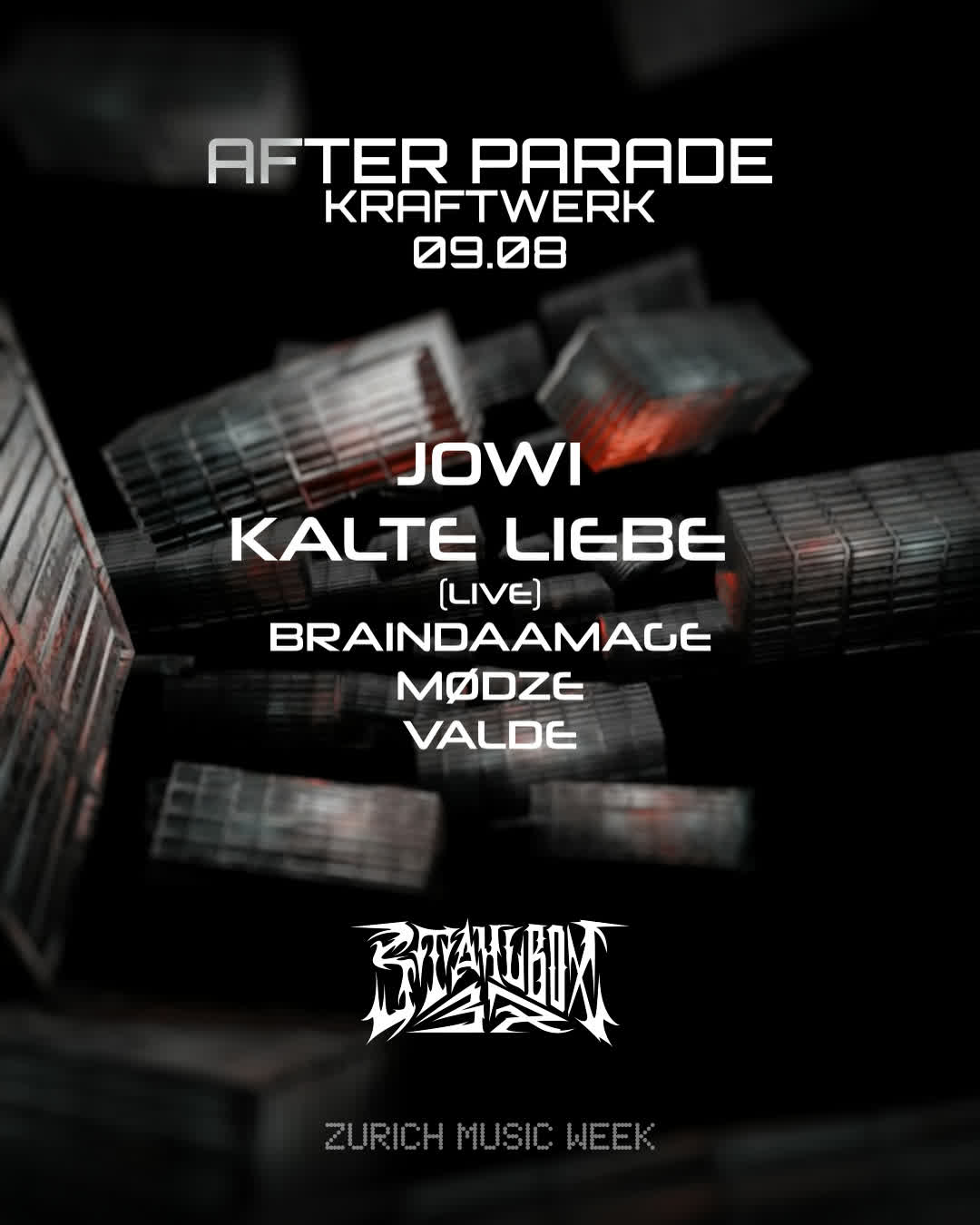 Flyer for the streetparade afterparty by stahlbox.