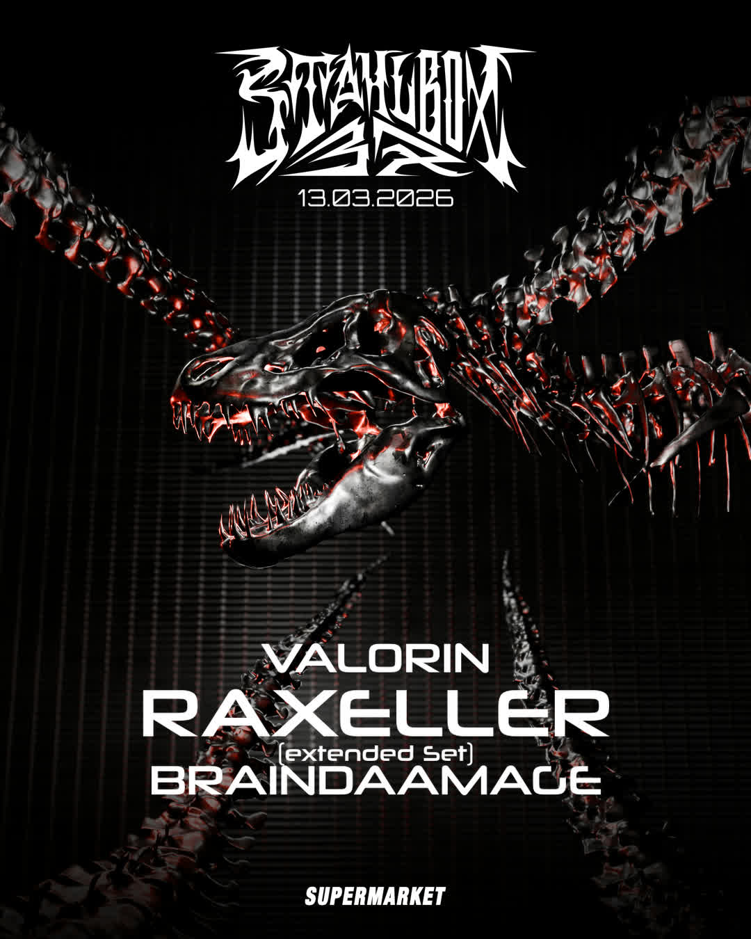 Flyer for the stahlbox hosting raxeller.