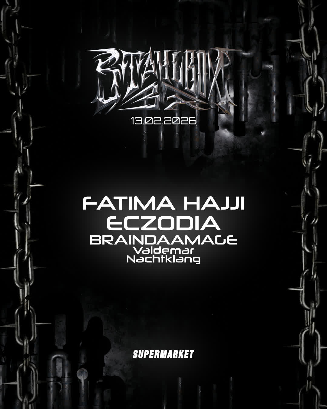 Flyer for the stahlbox hosting fatima and exzodia.