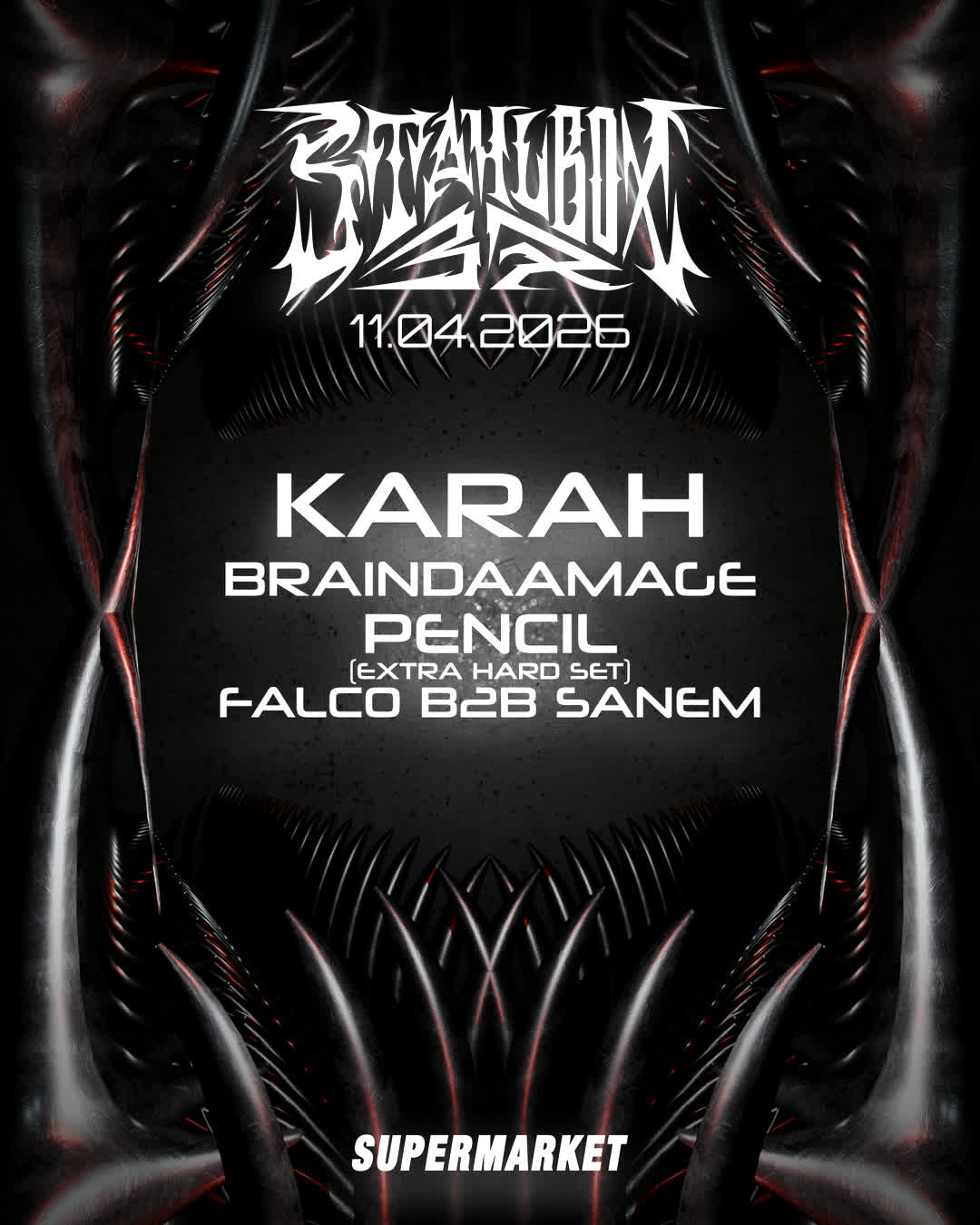 Flyer for the stahlbox hosting karah.